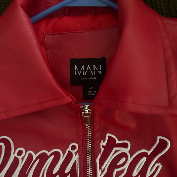 Red Leather Bomber Jacket - Picture 2 of 2
